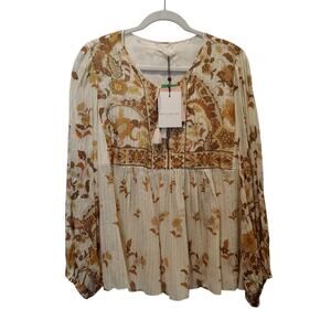 NWT Spell & The Gypsy Sz XXL (US 12) Hendrix Top Cream Paisley Boho Blouse